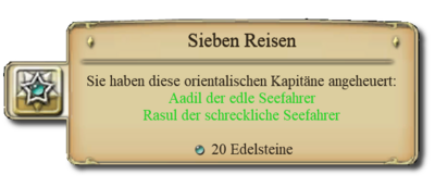 ANNO 1404 Sieben Reisen Erfolgsmeldung